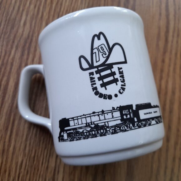 Vintage 70s Mug Train Railrodeo Calgary 1979 CP Canadian Pacific Railway Railfan - Picture 8 of 13